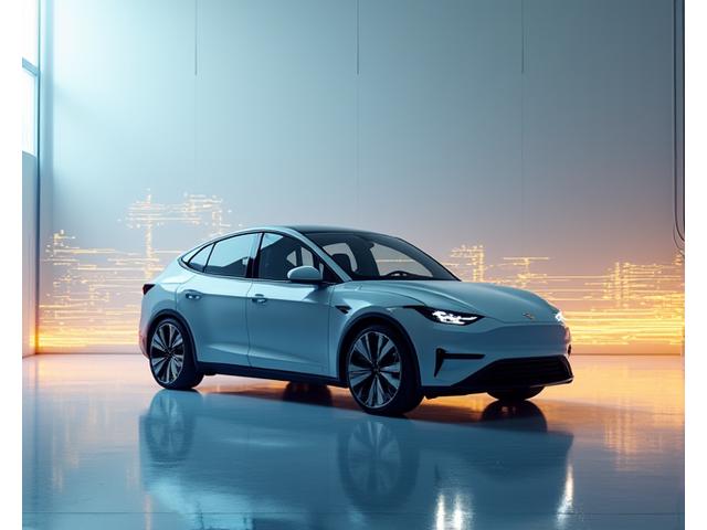 Ein glänzendes, gut gepflegtes E-Auto in einer modernen Umgebung, symbolisiert langfristigen Werterhalt