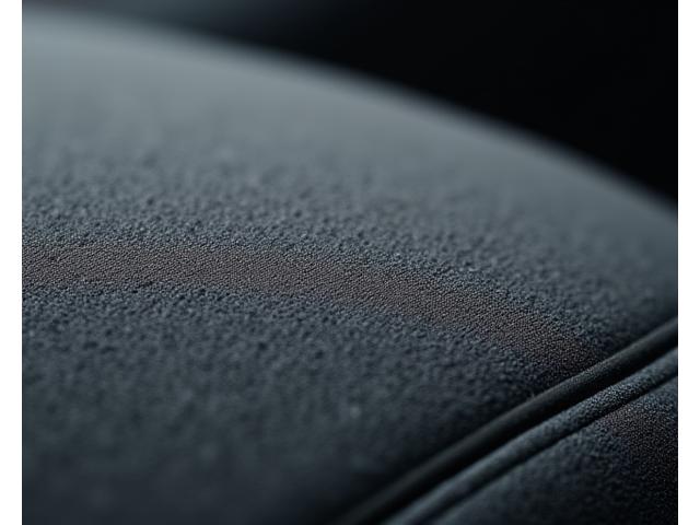Feine Textur von gereinigtem Alcantara-Stoff, die die spezialisierte Pflege für empfindliche Materialien hervorhebt