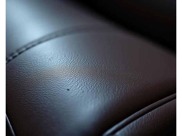 Detailaufnahme einer Hand, die sanft ein gereinigtes, geschmeidiges Lederpolster berührt, um die Qualität der Lederpflege hervorzuheben